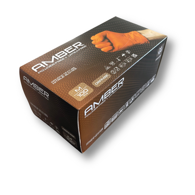 Amber - 8.5g Orange Diamond Grip Nitrile Gloves (10x100)