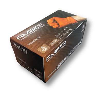 Amber - 8.5g Orange Diamond Grip Nitrile Gloves (10x100)