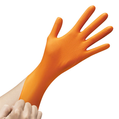 Safehealth 8.6g Orange Diamond Grip Nitrile Gloves (10x100)